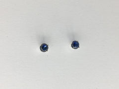 Sterling silver tiny 3mm Synthetic Sapphire stud earrings-studs, lab grown