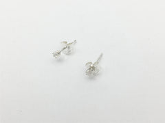 Sterling silver tiny 2mm white Cubic Zirconia stud earrings-studs,