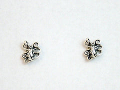 Sterling Silver & Surgical Steel octopus stud earrings-ocean, octopi, octopuses