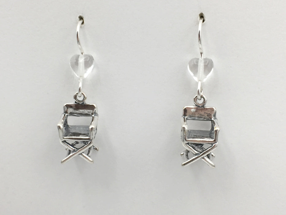 Sterling Silver 3-D Director Chair dangle earrings- chairs, movie, drama, film