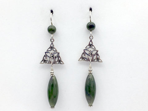 Sterling Silver multiple Celtic Trinity knot dangle Earrings-Jade dangle
