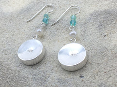 Sterling silver turtle, sand, sea glass  and seashell earrings-ocean- sea shell,beach,shore, beach comber, tidepool,  tide pool, alcohol ink, LBI, New Jersey