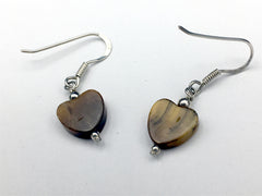 Sterling silver Tiger Eye heart dangle earrings-Valentine's Day,hearts, love