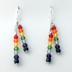 Sterling Silver double Rainbow crystal dangle Earrings-  love, LGBTQ, Pride, gay, ally