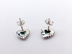 Sterling silver 10mm Synthetic Turquoise heart stud earrings-studs, 3/8 inch,