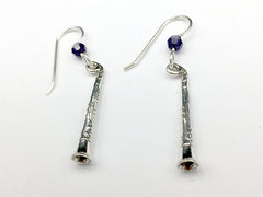 Sterling Silver Clarinet dangle earrings-music, woodwinds, band, instrument,