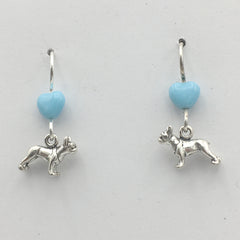 Sterling silver tiny Boston Terrier dog dangle Earrings-dogs, terriers, canine