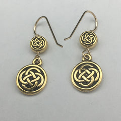 Gold tone Pewter &14k gf Celtic double Round Knot earrings- knots