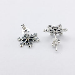Sterling Silver large snowflake stud earrings- snow, winter, snowflakes,holidays