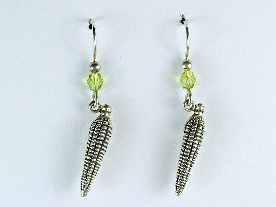 Sterling silver Corn on the cob dangle Earrings- Ear, Maize,summer, farmer, food