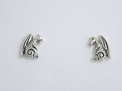 Sterling Silver & Surgical Steel sitting  Dragon stud earrings- fantasy-dragons