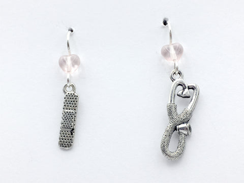 Pewter & Sterling Silver Stethoscope & Bandage Earrings-doctor, nurse, medic,EMT