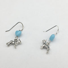 Sterling silver tiny Boston Terrier dog dangle Earrings-dogs, terriers, canine