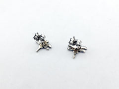 Sterling Silver & Surgical Steel tiny dragonfly stud earrings, dragonflies, insect