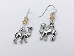 Pewter &  Sterling silver camel dangle earrings-camels,Bactrian, Ungulate,desert