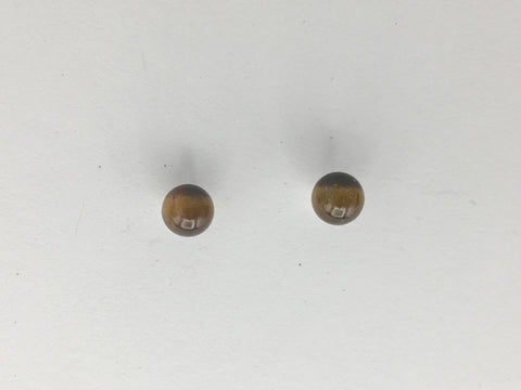 Sterling silver 4mm Tiger Eye stud earrings-studs, round
