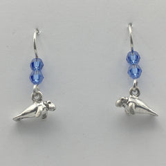Sterling silver tiny Manatee dangle earrings-ocean- Manatees- marine,dugong