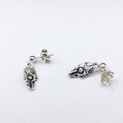 Sterling silver 3mm ball stud with tiny lobster dangle earrings-shellfish,ocean