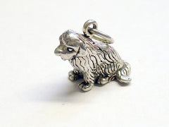 Sterling Silver Newfoundland dog charm or pendant- Newf, Newfie, sitting, dogs