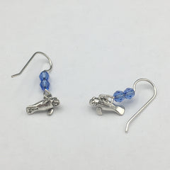 Sterling silver tiny Manatee dangle earrings-ocean- Manatees- marine,dugong