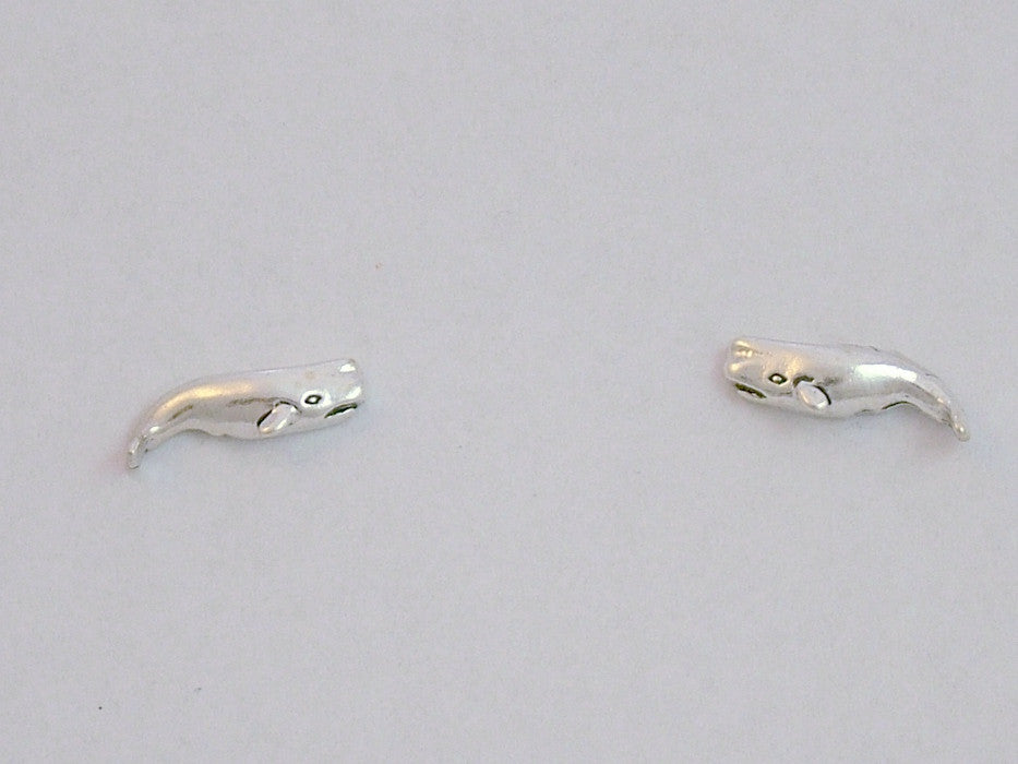 Sterling Silver & Surgical Steel  sperm whale stud earrings-ocean, whales