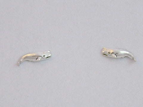 Sterling Silver & Surgical Steel  sperm whale stud earrings-ocean, whales