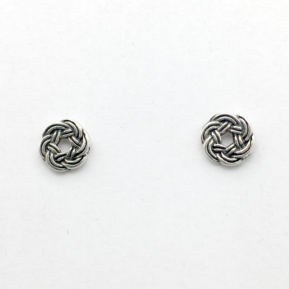 Sterling Silver Round Celtic Knot stud earrings- knots, studs, 3/8 inch diameter