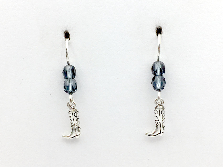 Sterling Silver Tiny Cowboy  boot dangle earrings-horse, cowgirl, boots