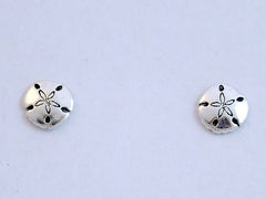 Surgical Steel & Sterling silver tiny sanddollar stud earrings-sand dollar,ocean
