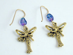 Gold tone pewter Fairy dangle earrings-14k gf earwires- fairies, fey, fantasy