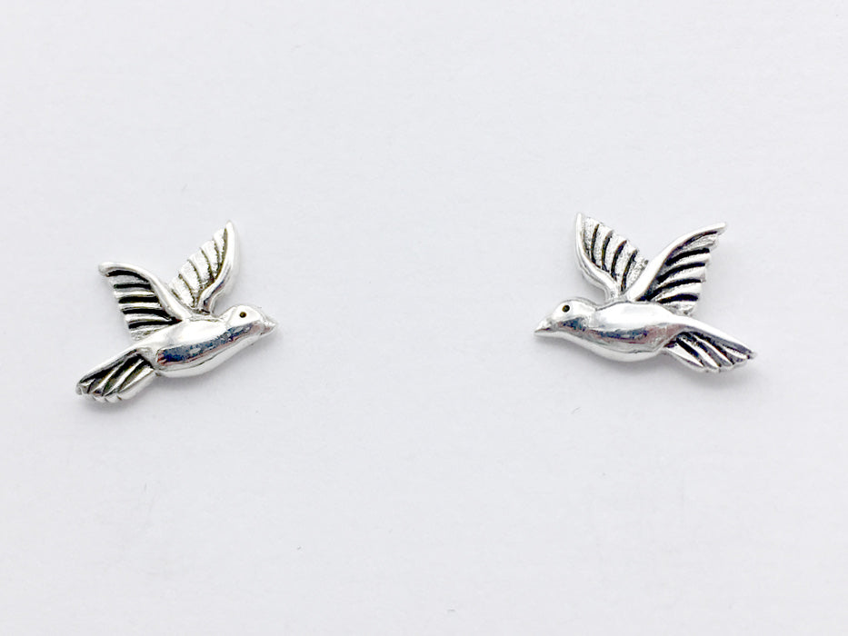 Sterling Silver Small flying Bird stud earrings-Birds, studs, 1/2 inch
