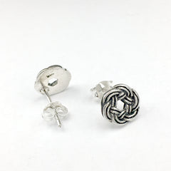 Sterling Silver Round Celtic Knot stud earrings- knots, studs, 3/8 inch diameter