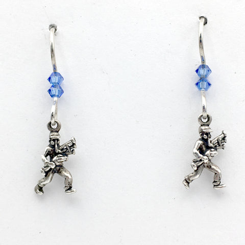 Sterling Silver tiny Bagpiper earrings- bagpipe, music, band, musician, Scottish