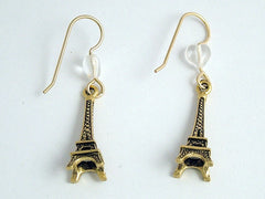 Gold tone Pewter &14kgf  Eiffel Tower dangle earrings-Paris , travel, La Tour