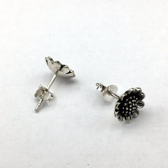 Sterling Silver sunflower stud earrings- sun flower, sunflowers, flowers, garden