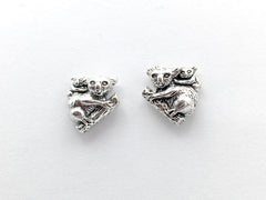 Sterling Silver and Surgical Steel Koala bear and joey stud earrings- baby,bears