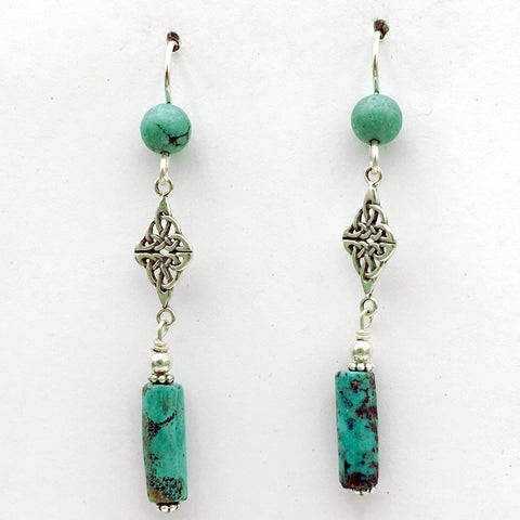 Sterling Silver Double Celtic Knot Dangle Earrings- Turquoise , gorgeous, Knots