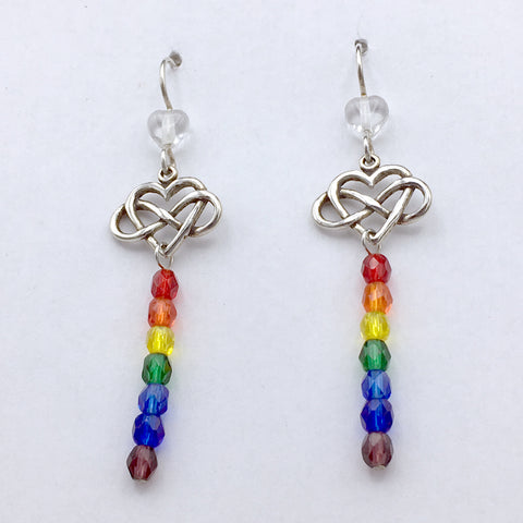 Sterling Silver Infinity Heart dangle Earrings- Rainbow, love, LGBTQ, Pride, gay
