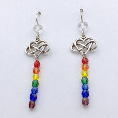 Sterling Silver Infinity Heart dangle Earrings- Rainbow, love, LGBTQ, Pride, gay