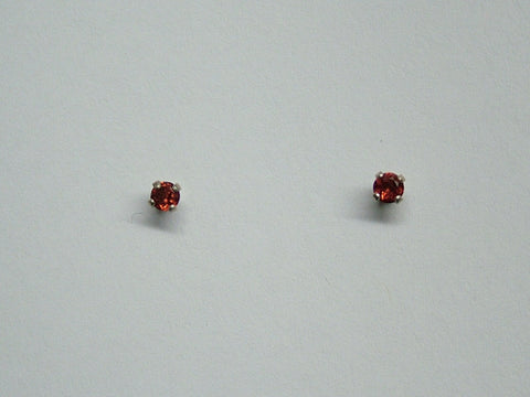 Sterling silver tiny 3mm Garnet stud earrings-studs, January Birthstone, garnets