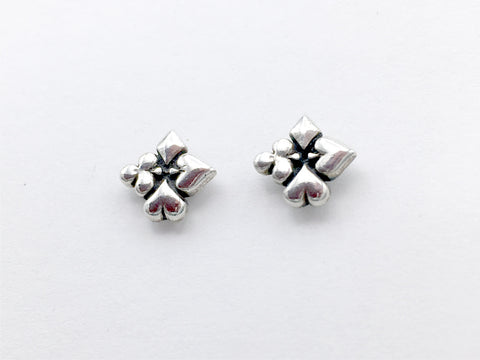 Sterling Silver & Surgical Steel tiny card suit stud earring-cards, bridge,suits