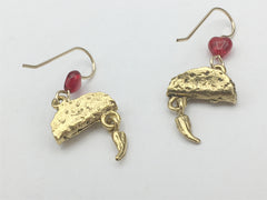 Goldtone Pewter & 14K GF Taco with dangling chili pepper Earrings- food, tacos