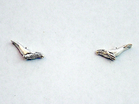 Sterling Silver & Surgical Steel humpback whale stud earrings-ocean, whales, sea