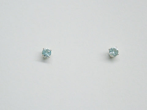 Sterling silver tiny 3mm sky blue topaz stud earrings-studs, light blue,