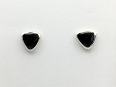 Sterling silver 8 mm Synthetic Black Onyx triangle stud earrings-studs,5/16 inch
