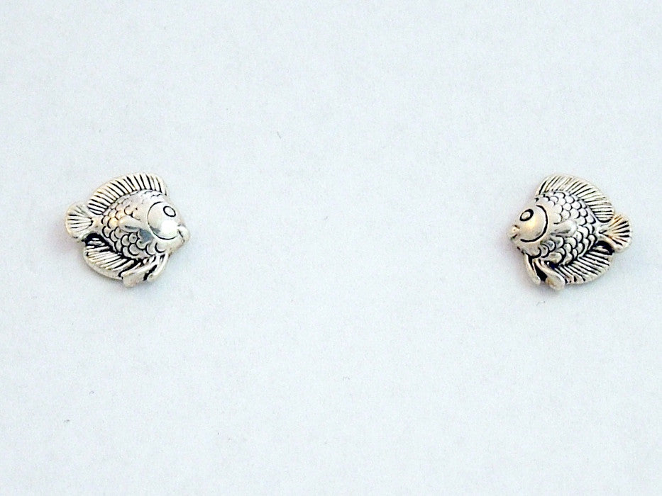 Sterling Silver & Surgical Steel small tropical fish stud earrings-ocean-fish