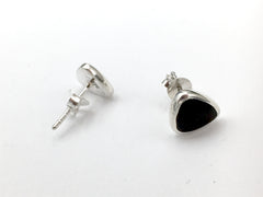 Sterling silver 8 mm Synthetic Black Onyx triangle stud earrings-studs,5/16 inch
