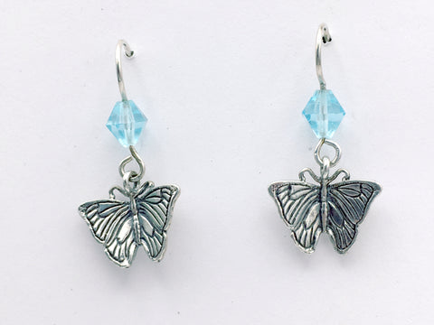 Sterling silver detailed 3-D butterfly earrings-insects-butterflies, Lepidoptera