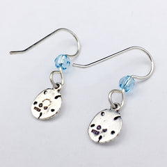 Sterling silver tiny sand dollar dangle earrings-ocean-beach -sea-sanddollar