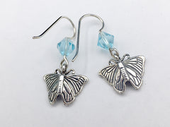 Sterling silver detailed 3-D butterfly earrings-insects-butterflies, Lepidoptera